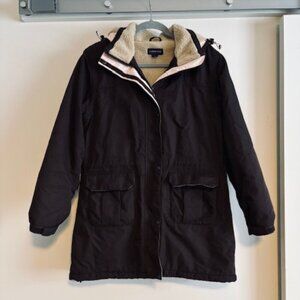 Lands' End Women's Chocolate Brown Expedition Sherpa Lined Coat size M